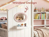 Artiss Kids Single Bed Frame with 3 Storage Bookcase & 2 Drawers House Bed Solid Wood Montessori Bed WBED-F-DREGO-S-WH-DRAW