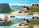 5K Video Camera with 56MP Dual Lens, WiFi, IR Night Vision, and 64GB SD Card in Black V178-59099
