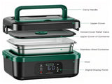 Portable 1L Cordless Electric Heated Lunch Box 16000mAh 60W 304 Stainless Steel Black&Green V201-ELB6080BGR8AU