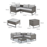 LONDON RATTAN 4 pc Outdoor Furniture Setting, 4 Seater Lounge, Chairs, Coffee Table and Storage Box, V219-OTDOLSLR4PSA