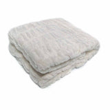 Harper Soft Ruched Pattern Faux Fur Throw Rug 127 x 152 cm Ivory V442-ATX-THROW-HARPER-IVORY-RE