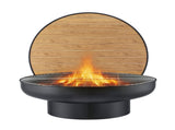 Grillz Fire Pit Table with Lid Deep Fire Bowl Wood Burning BBQ Grill for Backyard Camping Patio FPIT-YH-BBQ-WD