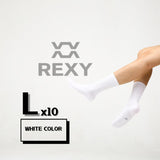 10X Rexy 3D Seamless Crew Socks Large Slim Breathable WHITE V274-GM-RX3DCW-L10-WH