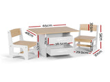 Keezi Kids Table and 2s Set Wooden Activity Table wit 2 Storage Drawers, Toddler Table and KTC-G-MS-NT