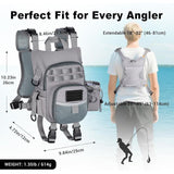 Lightweight Waterproof Fly Fishing Chest Pack with Multi-Pocket Storage and Quick-Access Design for V1341-ZY-35E8F6LD-GREY