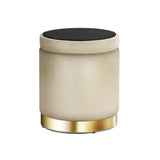 Artiss Ottoman Storage Foot Stool Round Velvet Cream FS-B-673-VEL-CR