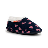ARCHLINE Orthotic Slippers CLOSED Arch Scuffs Moccasins Pain Relief in Navy Hearts - EUR39 V563-AS401-NVYHRT-39