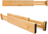 Adjustable Bamboo Drawer Dividers, Expandable Drawer Organizer for Kitchen, Bedroom, Bathroom, V1258-DP02-C-1091