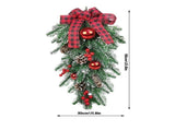 Christmas Teardrop Swags Outdoor, Artificial Cedar Swag with Red Bow Ribbon, Pine Cones, Red V1366-AZ2-W-24877