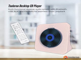 Tooleroo USB Rechargeable Desktop CD Player Speaker Bluetooth Portable Pink V238-SUPDZ-41154856779856