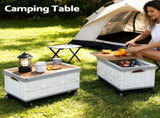 Gardeon Collapsible Outdoor Storage Box 54L Stackable Folding Camping Organizer Wheels Plywood Lid XFEL-OSB-54L-WHEEL-WH