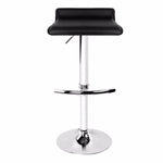 2X Black Bar Stools Faux Leather Low Back Adjustable Crome Base Gas Lift Slim Seat Swivel Chairs V43-BS-MIKA-BL