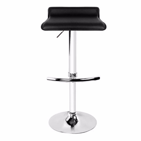 2X Black Bar Stools Faux Leather Low Back Adjustable Crome Base Gas Lift Slim Seat Swivel Chairs V43-BS-MIKA-BL