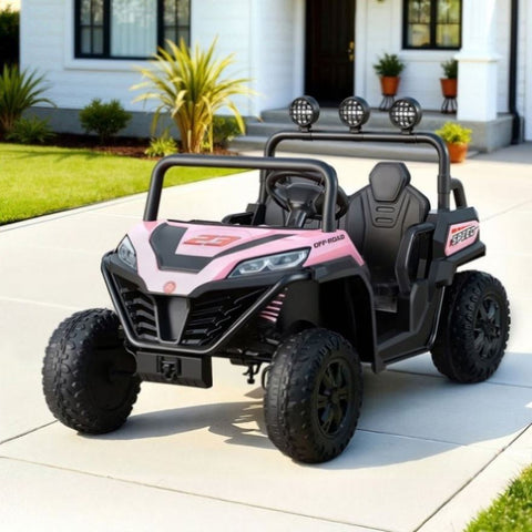 Rigo Kids Ride On Car Electric Toys Cars Headlight Music Remote Control Pink RCAR-UTV-2S-PK