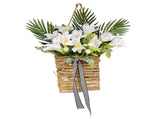 13 Inch Artificial Lilys Front Door Hanging Decor Decorative Spring Lilys Flower Basket Wreath for V1294-YM0901-240329HL03-1