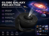 Black USB Powered Galaxy Star Projector and Earth Globe Night Light with 12 HD Space Films, 1H / 2H V888-ELOSUNG52657