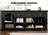 Artiss Buffet Sideboard Storage Cabinet Kitchen Cupboard Clear Door Drawer Black FUR-W-SID130-01-BK-AB