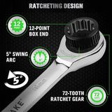 SWANLAKE 12Pcs Metric Ratcheting Spanner Set 6-18mm CR-V Steel 72-Tooth Holder V465-66114