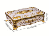 Pearl Enamel Jewelry Box, Red Enamel Jewelry Box, Gold-Plated Jewelry Box, Home Decor, Jewelry V1106-127-02370-WHT-L