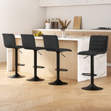 Artiss 4x Bar Stools Gas Lift Linen Fabric Black BA-TW-V17-1168-BKX4