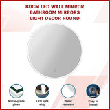 80cm LED Wall Mirror Bathroom Mirrors Light Decor Round V63-833761