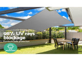 Instahut Shade Sail 6x6m Rectangle 280GSM 98% Grey Shade Cloth SAIL-H-6X6-C-GR