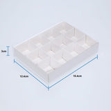 50 Pack of White Card Chocolate Sweet Soap Product Retail Gift Box - 12 bay 4x4x3cm Compartments V382-50CHOC12BAY
