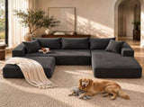 Artiss Modular Sectional Sofa Bed U-Shape 4-Seater Couch Chaise Ottoman Corduroy SB-C-CDF-L-GY-AB