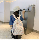 Aesthetic Backpack Flowers Backpack Cute Floral Backpack Spring Summer Backpack Casual Daypack V1366-AZ2-W-03336
