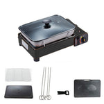 Portable Gas Stove Burner Butane BBQ Camping Gas Cooker With Non Stick Plate Black without Fish Pan V255-JYT-002-BK