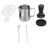 Latte Art Tools Set Milk Frother Cup with Latte Art Pen Coffee Tamper Tamping Mat 16 Coffee Stencils V1294-YM0901-3118250014911