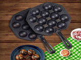 SOGA 2X 18CM Cast Iron Takoyaki Fry Pan Octopus Balls Maker 12 Hole Cavities Grill Mold ZPAIB2X2