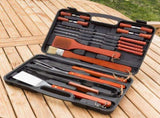 18 Piece BBQ Grill Tool Set with Wooden Handle Utensils and Carry Case for Charcoal, Gas Grills, V1189-LC-HW-00593