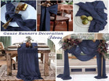 6 Pcs Navy Blue Cheesecloth Table Runner 10FT, Gauze Table Runner for Wedding Reception Sheer Bridal V1259-DP01-A-2365