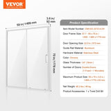 Semi-frameless Shower Door 57.7-59" x 70" SGCC Tempered Glass 1/4" Chrome V952-DBKSYMTLYSM6LNGAYV0