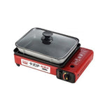 Portable Gas Stove Burner Butane BBQ Camping Gas Cooker With Non Stick Plate Red V255-JYT001