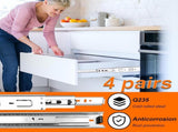 14 inch Drawer Slides 4 Pairs 3 fold Full Extension Side Mount Cabinet Drawer Glides 14" V1258-DP02-WO-455