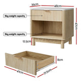 Artiss 2X Bedside Table Nightstand 1 Drawer Shelves Pine FUR-Z-BS-01-WDX2