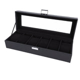 Watch Box Black 6 Slot Leather Watch Case with Pillows for Watches Storage Collections V1294-YM0901-3117250225011