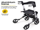 EQUIPMED Foldable Aluminium Walking Frame Rollator with Bag and Seat, Silver V219-EQHCRL10A