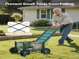Rolling Garden Cart with Seat, Metal Rolling Garden Work Seat with Wheels, Supports up to 181 kg, V952-KYDHYZYZXCWKUET6P001V0