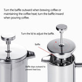 coffee pot French Press Coffee Maker Stainless Steel Double Walled Insulated Coffee Pot with Fine V1366-AZ2-W-19163