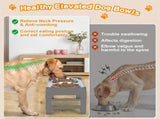 Gray Black dog feeder, elevated dog feeder, double bowl dog feeder, stainless steel dog bowls, V1106-136-GRA-11826