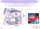 Heavy Duty Clear Transparent Backpack with Purple - Large Capacity PVC Bookbag for School, Stadium, V888-ELOSUNG18417