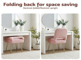 Artiss Storage Ottoman Vanity Stool Foot Stool Folding Back Pink FS-D-BACK02-PK