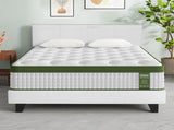 Artiss BedStory Queen Bed Frame Set with Hybrid Mattress and Leather Frame Medium White BFRAME-SET-NEO-XF-34-Q