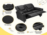 Keezi Kids Recliner Chair Double PU Leather Sofa Lounge Couch Armchair Black KID-RECLINER-DOUBLE-BK