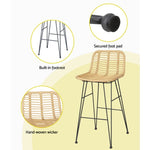 Gardeon 3-Piece Outdoor Bar Set Wicker Table Chairs Patio Bistro ODF-BA-TW-RATTAN-SET