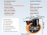 Caster 152.4 mm Swivel Plate Casters, Set of 4, with Security A/B Locking No Noise PVC V952-PBJLCSJAZ4J56BOYXV0