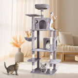 Cat Tree 174 cm Cat Tower with Cat Condos Sisal Scratching Post Light Grey V952-DXSMS8C2FQH03S5QHV0